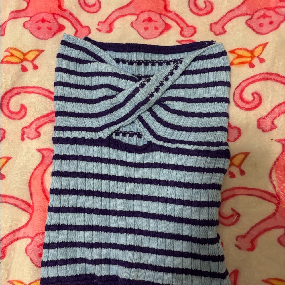 Striped Blue and purple Knit tube Top